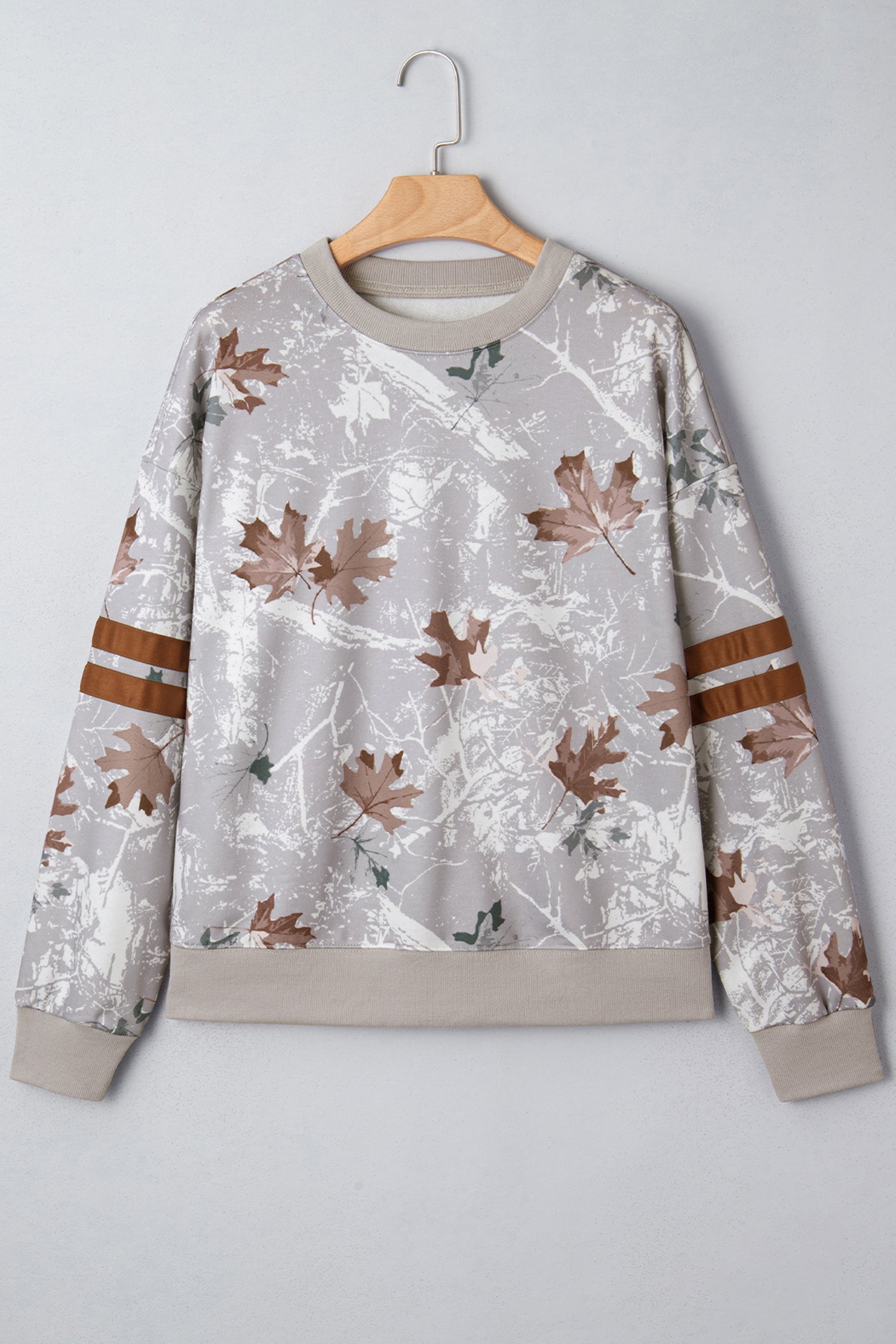 Camo Varsity Stripe Dropped Shoulder Sweatshirt