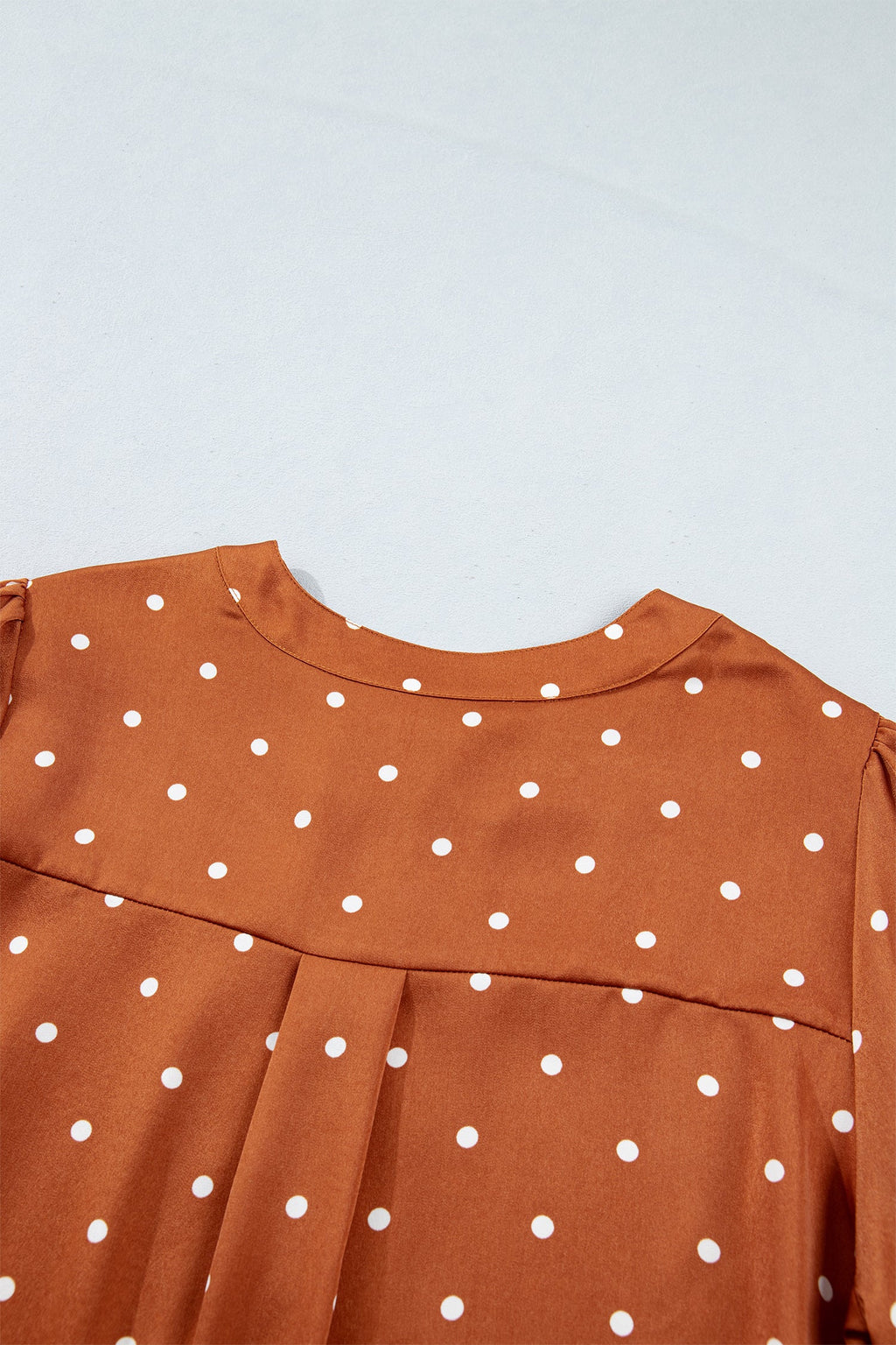 Polka Dot Half Button V-Neck Long Sleeve Blouse