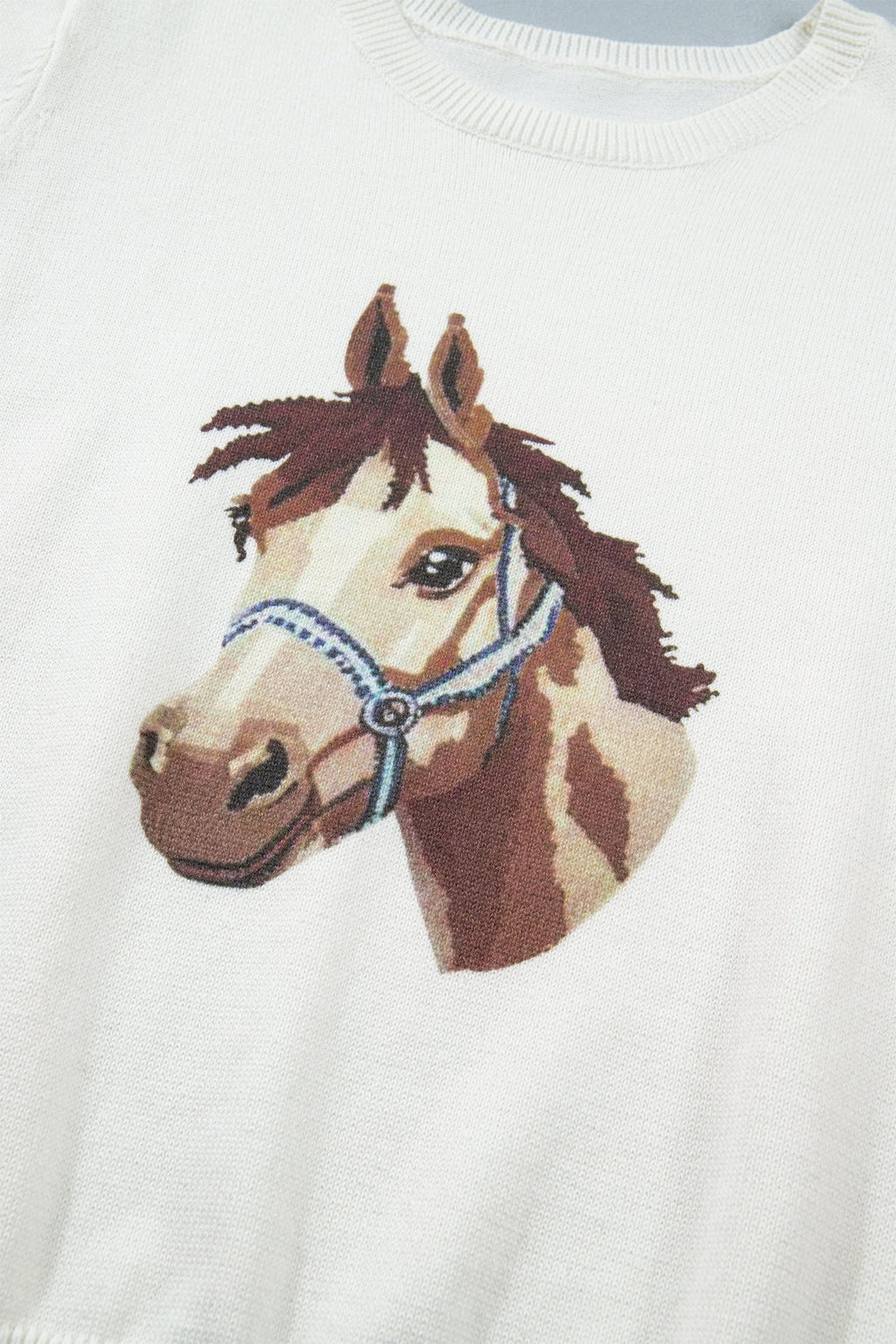 Western Horse Head Short Sleeve Sweater