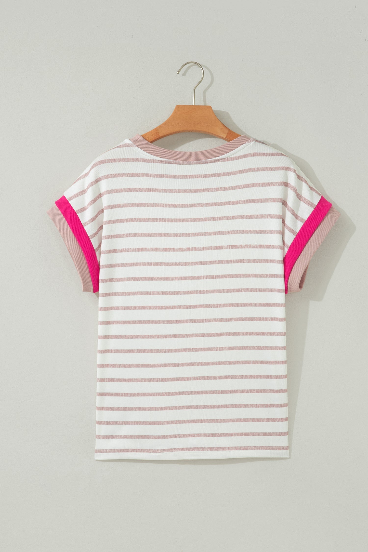 Stripe Colorblock Trim Short Sleeve Top