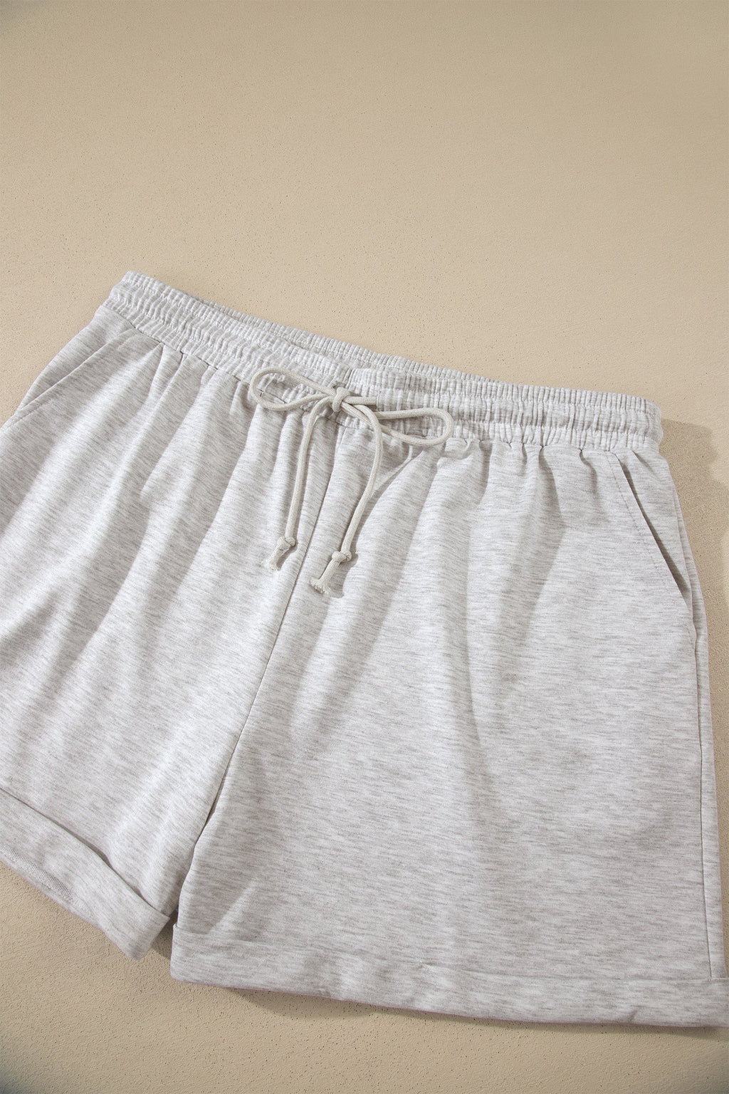 Plus Size Solid V-Neck Top & Elastic Shorts Set