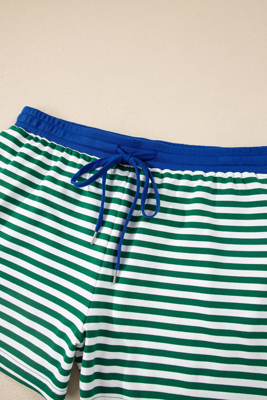 Plus Size Stripe Boxy Tee & Drawstring Short Set