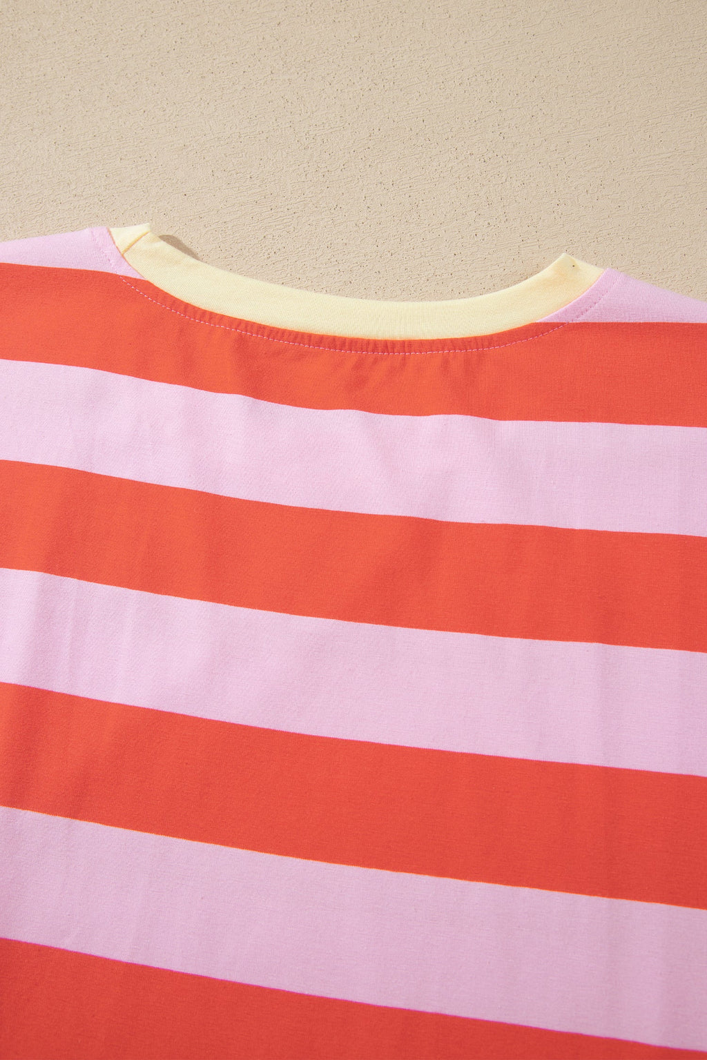 Stripe Cuffed Short Sleeve T-Shirt Long Dress w/ Pockets