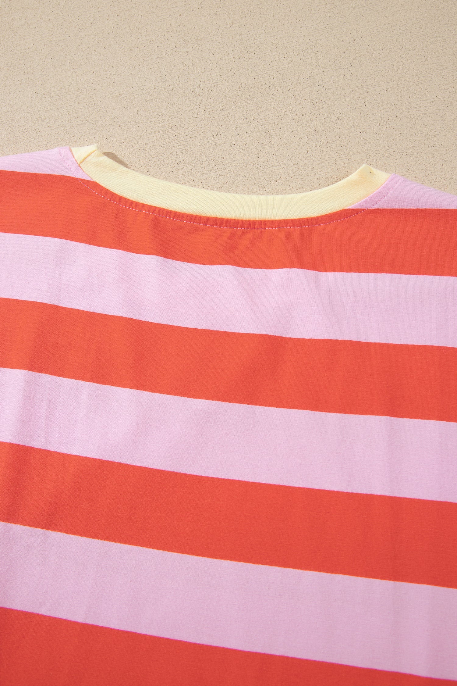 Stripe Cuffed Short Sleeve T-Shirt Long Dress w/ Pockets